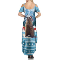 Switzerland Christmas Marmot Summer Maxi Dress Joyeux Noel - Wonder Print Shop
