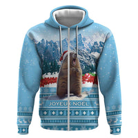 Switzerland Christmas Marmot Zip Hoodie Joyeux Noel - Wonder Print Shop