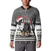 Switzerland Christmas Bernese Mountain Dog Button Sweatshirt Joyeux Noel - Wonder Print Shop