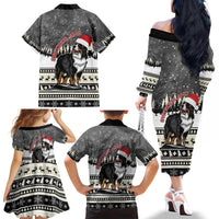 Switzerland Christmas Bernese Mountain Dog Family Matching Off The Shoulder Long Sleeve Dress and Hawaiian Shirt Joyeux Noel - Wonder Print Shop