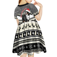 Switzerland Christmas Bernese Mountain Dog Kid Short Sleeve Dress Joyeux Noel - Wonder Print Shop
