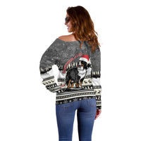 Switzerland Christmas Bernese Mountain Dog Off Shoulder Sweater Joyeux Noel - Wonder Print Shop