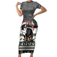 Switzerland Christmas Bernese Mountain Dog Short Sleeve Bodycon Dress Joyeux Noel - Wonder Print Shop