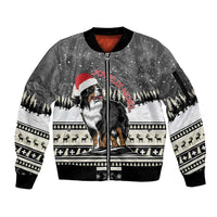 Switzerland Christmas Bernese Mountain Dog Sleeve Zip Bomber Jacket Joyeux Noel - Wonder Print Shop