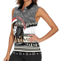 Switzerland Christmas Bernese Mountain Dog Women Sleeveless Polo Shirt Joyeux Noel - Wonder Print Shop