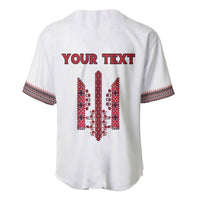 Personalized Ukrainian Trident Baseball Jersey White Tryzub Vyshyvanka Pattern - Wonder Print Shop