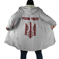 Personalized Ukrainian Trident Cloak White Tryzub Vyshyvanka Pattern - Wonder Print Shop