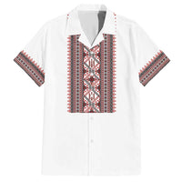 Personalized Ukrainian Trident Hawaiian Shirt White Tryzub Vyshyvanka Pattern - Wonder Print Shop