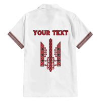Personalized Ukrainian Trident Hawaiian Shirt White Tryzub Vyshyvanka Pattern - Wonder Print Shop
