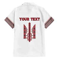 Personalized Ukrainian Trident Hawaiian Shirt White Tryzub Vyshyvanka Pattern - Wonder Print Shop