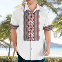 Personalized Ukrainian Trident Hawaiian Shirt White Tryzub Vyshyvanka Pattern - Wonder Print Shop