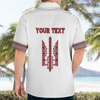 Personalized Ukrainian Trident Hawaiian Shirt White Tryzub Vyshyvanka Pattern - Wonder Print Shop