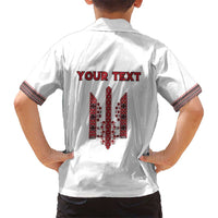 Personalized Ukrainian Trident Hawaiian Shirt White Tryzub Vyshyvanka Pattern - Wonder Print Shop