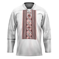 Personalized Ukrainian Trident Hockey Jersey White Tryzub Vyshyvanka Pattern - Wonder Print Shop