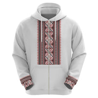 Personalized Ukrainian Trident Hoodie White Tryzub Vyshyvanka Pattern - Wonder Print Shop