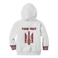 Personalized Ukrainian Trident Kid Hoodie White Tryzub Vyshyvanka Pattern - Wonder Print Shop