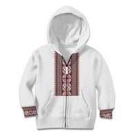 Personalized Ukrainian Trident Kid Hoodie White Tryzub Vyshyvanka Pattern - Wonder Print Shop