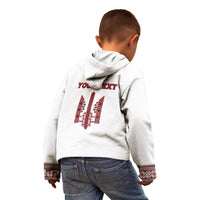 Personalized Ukrainian Trident Kid Hoodie White Tryzub Vyshyvanka Pattern - Wonder Print Shop