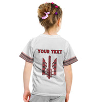 Personalized Ukrainian Trident Kid T Shirt White Tryzub Vyshyvanka Pattern - Wonder Print Shop