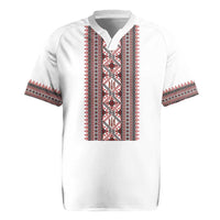 Personalized Ukrainian Trident Rugby Jersey White Tryzub Vyshyvanka Pattern - Wonder Print Shop