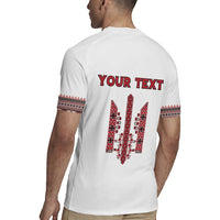 Personalized Ukrainian Trident Rugby Jersey White Tryzub Vyshyvanka Pattern - Wonder Print Shop