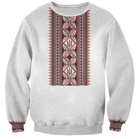 Personalized Ukrainian Trident Sweatshirt White Tryzub Vyshyvanka Pattern - Wonder Print Shop