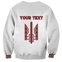 Personalized Ukrainian Trident Sweatshirt White Tryzub Vyshyvanka Pattern - Wonder Print Shop