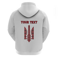 Personalized Ukrainian Trident Zip Hoodie White Tryzub Vyshyvanka Pattern - Wonder Print Shop