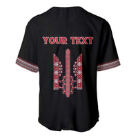 Personalized Ukrainian Trident Baseball Jersey Black Tryzub Vyshyvanka Pattern - Wonder Print Shop