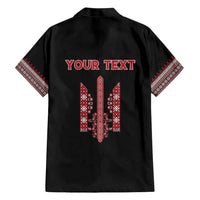 Personalized Ukrainian Trident Hawaiian Shirt Black Tryzub Vyshyvanka Pattern - Wonder Print Shop
