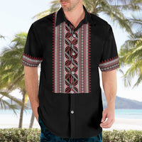 Personalized Ukrainian Trident Hawaiian Shirt Black Tryzub Vyshyvanka Pattern - Wonder Print Shop