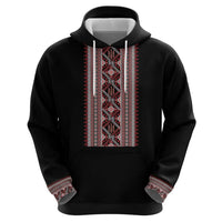 Personalized Ukrainian Trident Hoodie Black Tryzub Vyshyvanka Pattern - Wonder Print Shop