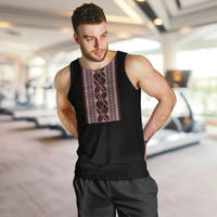 Personalized Ukrainian Trident Men Tank Top Black Tryzub Vyshyvanka Pattern - Wonder Print Shop