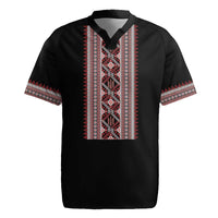 Personalized Ukrainian Trident Rugby Jersey Black Tryzub Vyshyvanka Pattern - Wonder Print Shop