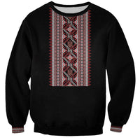 Personalized Ukrainian Trident Sweatshirt Black Tryzub Vyshyvanka Pattern - Wonder Print Shop