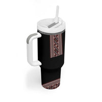 Ukrainian Trident Tumbler With Handle Black Tryzub Vyshyvanka Pattern - Wonder Print Shop