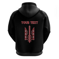 Personalized Ukrainian Trident Zip Hoodie Black Tryzub Vyshyvanka Pattern - Wonder Print Shop
