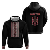 Personalized Ukrainian Trident Zip Hoodie Black Tryzub Vyshyvanka Pattern - Wonder Print Shop