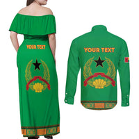 Personalised Guinea Bissau Couples Matching Off Shoulder Maxi Dress and Long Sleeve Button Shirt Dashiki Pattern - Wonder Print Shop