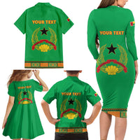 Personalised Guinea Bissau Family Matching Long Sleeve Bodycon Dress and Hawaiian Shirt Dashiki Pattern - Wonder Print Shop