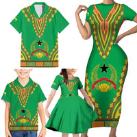 Personalised Guinea Bissau Family Matching Short Sleeve Bodycon Dress and Hawaiian Shirt Dashiki Pattern - Wonder Print Shop