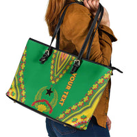 Personalised Guinea Bissau Leather Tote Bag Dashiki Pattern - Wonder Print Shop