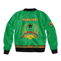 Personalised Guinea Bissau Sleeve Zip Bomber Jacket Dashiki Pattern - Wonder Print Shop