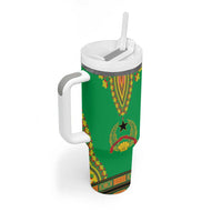 Personalised Guinea Bissau Tumbler With Handle Dashiki Pattern - Wonder Print Shop