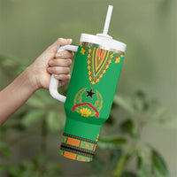 Personalised Guinea Bissau Tumbler With Handle Dashiki Pattern - Wonder Print Shop