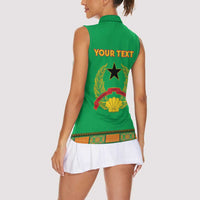 Personalised Guinea Bissau Women Sleeveless Polo Shirt Dashiki Pattern - Wonder Print Shop