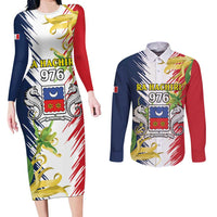 Ra Hachiri 976 Couples Matching Long Sleeve Bodycon Dress and Long Sleeve Button Shirt Coat Of Arms With Ylang Ylang