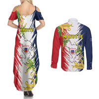 Ra Hachiri 976 Couples Matching Summer Maxi Dress and Long Sleeve Button Shirt Coat Of Arms With Ylang Ylang
