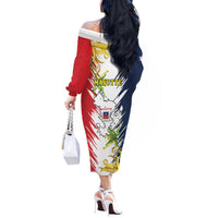 Ra Hachiri 976 Off The Shoulder Long Sleeve Dress Coat Of Arms With Ylang Ylang