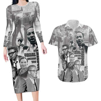 Civil Rights Leaders Couples Matching Long Sleeve Bodycon Dress and Hawaiian Shirt Freedom Is Equal Housing Too